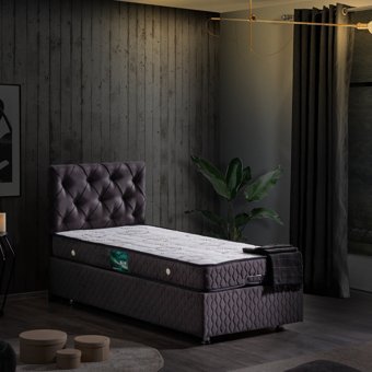 Setay Vita 190 x 140 cm Başlıklı Çift Kişilik Sandıklı Baza Seti Antrasit