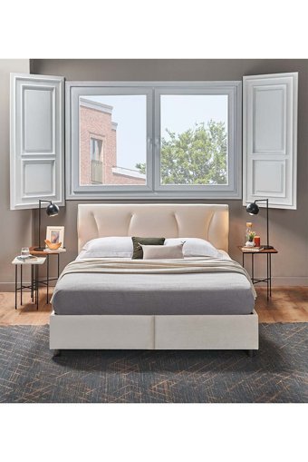 Yataş Somni 180 x 200 cm Başlıklı Çift Kişilik Sandıklı Baza Seti Krem