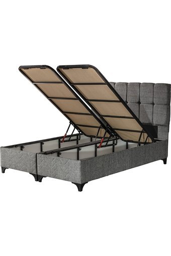 Hammak Home Cube 150 x 200 cm Ayrılabilen Başlıklı Çift Kişilik Sandıklı Baza Seti Kahverengi