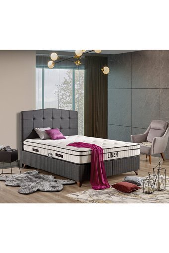 İmaj Linen 140 x 190 cm Başlıksız Çift Kişilik Sandıklı Baza Kahverengi