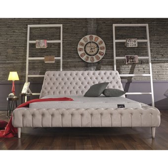 Niva Baza Chester 140 x 200 cm Başlıklı Çift Kişilik Baza Seti Krem