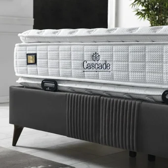 Armis Cascade 200 x 200 cm Yataklı Başlıklı Çift Kişilik Sandıklı Baza Seti Gri