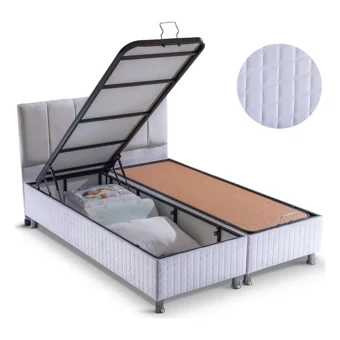 Alf Cyristal Plus 180 x 200 cm Ayrılabilen Başlıklı Çift Kişilik Sandıklı Baza Seti Beyaz