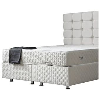 Setay Duke Lüx 140 x 190 cm Ayrılabilen Yataklı Başlıklı Çift Kişilik Sandıklı Baza Seti Krem