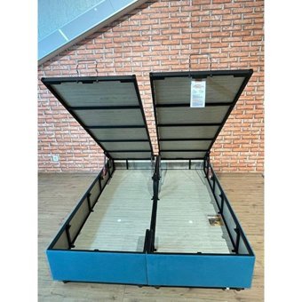 İpek Mobilya Manolya 150 x 200 cm Başlıksız Çift Kişilik Sandıklı Baza Mavi