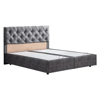 Setay Eylül 190 x 140 cm Ayrılabilen Yataklı Başlıklı Çift Kişilik Sandıklı Baza Seti Gri