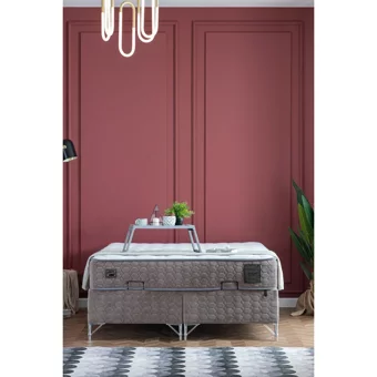 Weltew Home Concord 150 x 200 cm Ayrılabilen Başlıksız Çift Kişilik Sandıklı Baza Gri