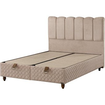 Mobilya Dükkanım Gold 140 x 200 cm Ayrılabilen Yataklı Başlıklı Çift Kişilik Sandıklı Baza Seti Kemik
