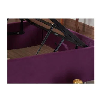 Niron Yatak Purple 160 x 200 cm Başlıklı Çift Kişilik Sandıklı Baza Seti Mor