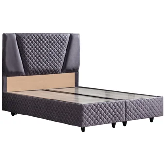 Setay Nesta 180 x 200 cm Ayrılabilen Yataklı Başlıklı Çift Kişilik Sandıklı Baza Seti Antrasit