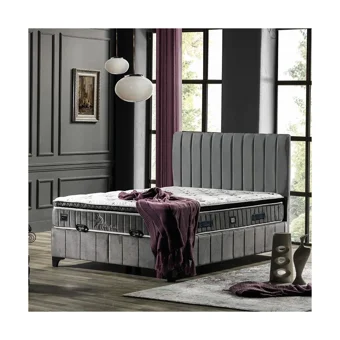 Armis Alegra 160 x 200 cm Yataklı Başlıklı Çift Kişilik Sandıklı Baza Seti Antrasit