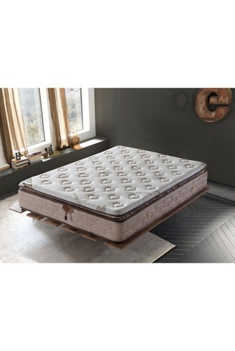 Bora Yatak Elif 150 x 200 cm Ayrılabilen Yataklı Başlıklı Çift Kişilik Sandıklı Baza Seti Krem