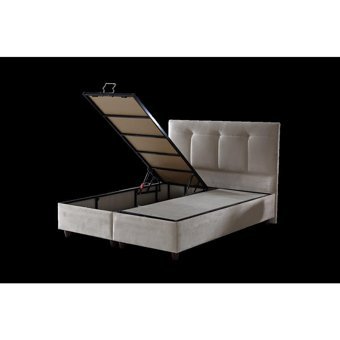 İpek Mobilya Manolya 160 x 200 cm Başlıklı Çift Kişilik Sandıklı Baza Seti Bej