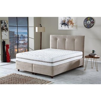 İpek Mobilya Manolya 160 x 200 cm Başlıklı Çift Kişilik Sandıklı Baza Seti Bej