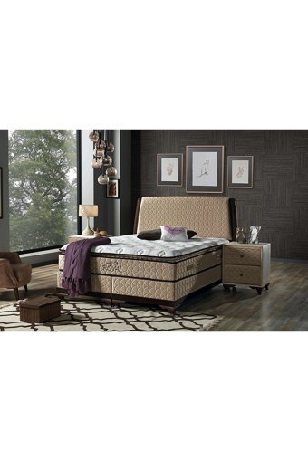 Atlas Royal 160 x 200 cm Ayrılabilen Başlıksız Çift Kişilik Sandıklı Baza Bej