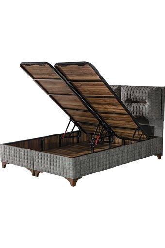 Hammak Home Indıgo 160 x 200 cm Ayrılabilen Başlıklı Çift Kişilik Sandıklı Baza Seti Kahverengi