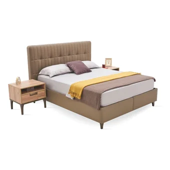 Enza Home Sona 160 x 200 cm Ayrılabilen Başlıklı Çift Kişilik Sandıklı Baza Seti Vizon