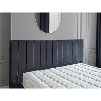 Arleno Bedding Viola 160 x 200 cm Ayrılabilen Yataklı Başlıklı Çift Kişilik Sandıklı Baza Seti Siyah