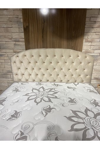 Canpolat Pazarlama Roma 150 x 200 cm Ayrılabilen Başlıklı Çift Kişilik Sandıklı Baza Seti Krem