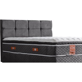 Cesur Gümüş 150 x 200 cm Ayrılabilen Başlıklı Çift Kişilik Sandıklı Baza Seti Antrasit