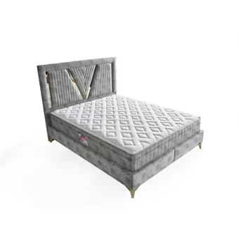 Arleno Bedding Karizma 160 x 200 cm Ayrılabilen Yataklı Başlıklı Çift Kişilik Sandıklı Baza Seti Gri
