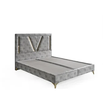 Arleno Bedding Karizma 160 x 200 cm Ayrılabilen Yataklı Başlıklı Çift Kişilik Sandıklı Baza Seti Gri