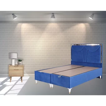 Berksan Uyku Dünyası 140 x 200 cm Ayrılabilen Başlıklı Çift Kişilik Sandıklı Baza Mavi