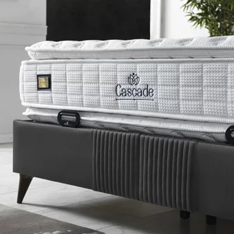 Armis Cascade 150 x 200 cm Yataklı Başlıklı Çift Kişilik Sandıklı Baza Seti Gri
