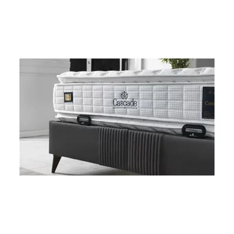 Armis Cascade 150 x 200 cm Yataklı Başlıklı Çift Kişilik Sandıklı Baza Seti Gri