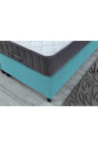 İpek Mobilya Alto 160 x 200 cm Ayrılabilen Yataklı Başlıklı Çift Kişilik Sandıklı Baza Seti Mavi