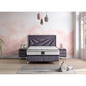 Mobilya Dükkanım Prizma 150 x 200 cm Ayrılabilen Yataklı Başlıklı Çift Kişilik Sandıklı Baza Seti Antrasit