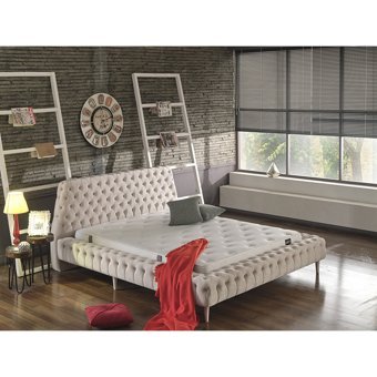 Niva Baza Chester 160 x 200 cm Başlıklı Çift Kişilik Baza Seti Krem