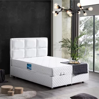 Setay Orthosoft 180 x 200 cm Ayrılabilen Başlıklı Çift Kişilik Sandıklı Baza Seti Beyaz