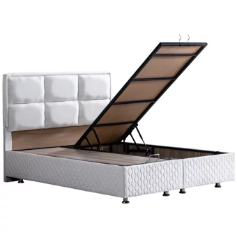 Setay Orthosoft 180 x 200 cm Ayrılabilen Başlıklı Çift Kişilik Sandıklı Baza Seti Beyaz