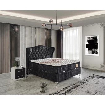 Arleno Bedding Hanedan 160 x 200 cm Ayrılabilen Yataklı Başlıklı Çift Kişilik Sandıklı Baza Seti Yeşil