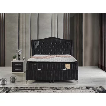 Arleno Bedding Hanedan 160 x 200 cm Ayrılabilen Yataklı Başlıklı Çift Kişilik Sandıklı Baza Seti Yeşil