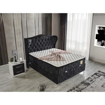 Arleno Bedding Hanedan 160 x 200 cm Ayrılabilen Yataklı Başlıklı Çift Kişilik Sandıklı Baza Seti Yeşil