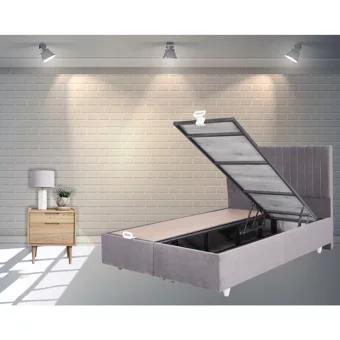 Berksan Uyku Dünyası 100 x 200 cm Başlıklı Çift Kişilik Sandıklı Baza Krem