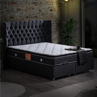 Setay Napoli 180 x 200 cm Ayrılabilen Yataklı Başlıklı Çift Kişilik Sandıklı Baza Seti Antrasit
