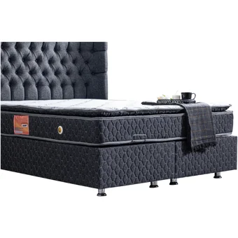Setay Napoli 180 x 200 cm Ayrılabilen Yataklı Başlıklı Çift Kişilik Sandıklı Baza Seti Antrasit