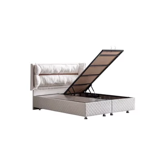 Setay Barselona 200 x 160 cm Ayrılabilen Başlıklı Çift Kişilik Sandıklı Baza Seti Krem