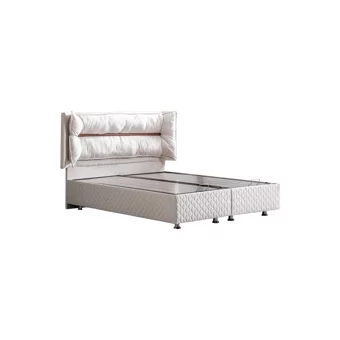 Setay Barselona 200 x 160 cm Ayrılabilen Başlıklı Çift Kişilik Sandıklı Baza Seti Krem