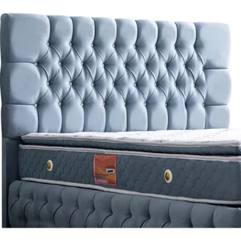 Setay Roma 140 x 190 cm Ayrılabilen Başlıklı Çift Kişilik Sandıklı Baza Seti Mavi
