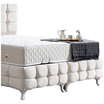 Setay Duke Lüx 150 x 200 cm Ayrılabilen Yataklı Başlıklı Çift Kişilik Sandıklı Baza Seti Krem