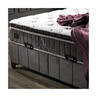 Armis Alegra 150 x 200 cm Yataklı Başlıklı Çift Kişilik Sandıklı Baza Seti Antrasit