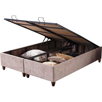 Weltew Home Ottoman 180 x 200 cm Ayrılabilen Başlıksız Çift Kişilik Sandıklı Baza Krem