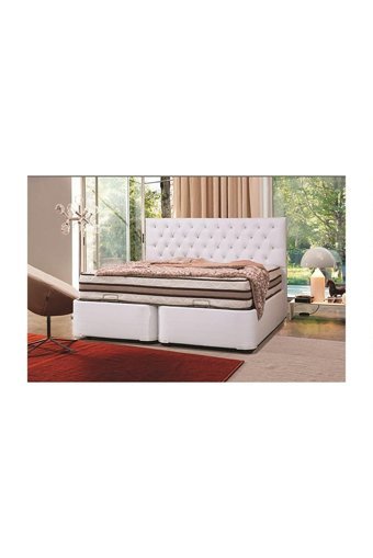 Vivense Silwer 180 x 200 cm Ayrılabilen Başlıksız Çift Kişilik Sandıklı Baza Seti Beyaz