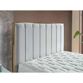 Arleno Bedding Mabel 160 x 200 cm Ayrılabilen Yataklı Başlıklı Çift Kişilik Sandıklı Baza Seti Beyaz