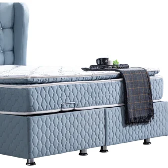 Setay Nice 200 x 150 cm Ayrılabilen Yataklı Başlıklı Çift Kişilik Sandıklı Baza Seti Mavi