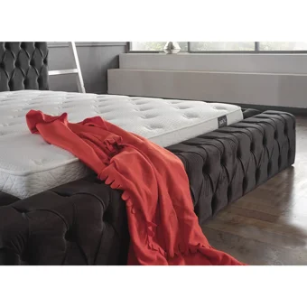 Niva Baza Black Pearl 200 x 200 cm Başlıklı Çift Kişilik Baza Seti Siyah